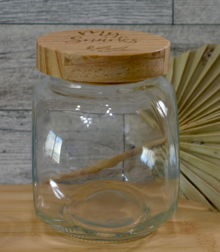 16 oz Glass Storage Jar with Engraved Bamboo Lid