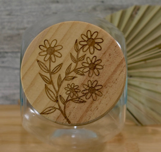 16 oz Glass Storage Jar with Engraved Bamboo Lid