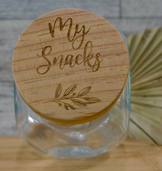 16 oz Glass Storage Jar with Engraved Bamboo Lid