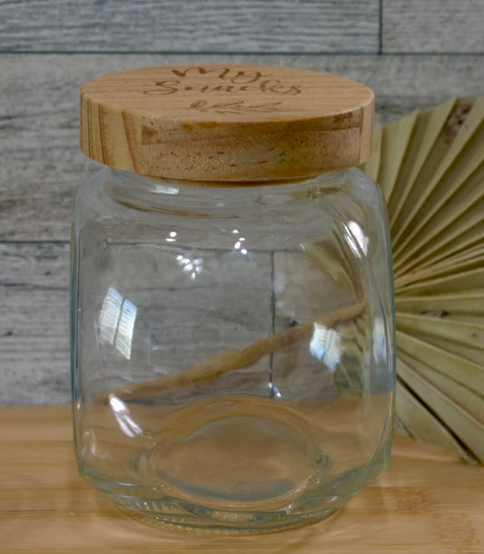 16 oz Glass Storage Jar with Engraved Bamboo Lid
